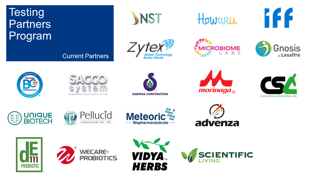 Current Partners for Probiotic Testing Program